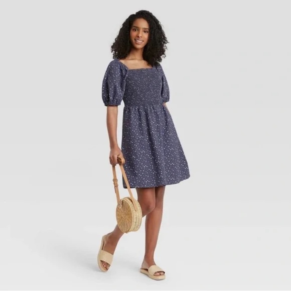Universal Thread Puff Elbow Sleeve Smocked Dress